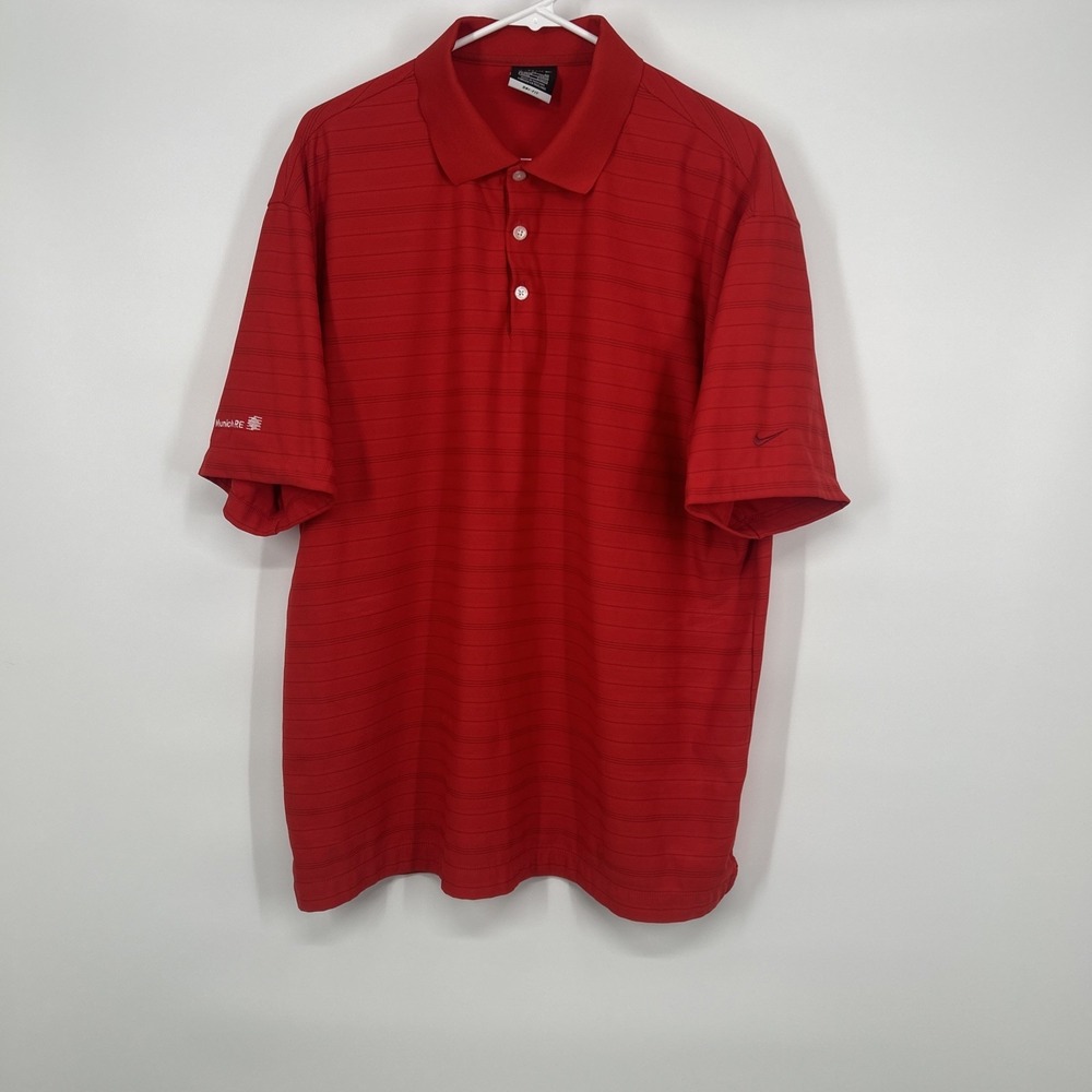 Nike Golf Men's XL Polo Shirt Dri‑Fit Red Short Sleeve Polyester Performance
